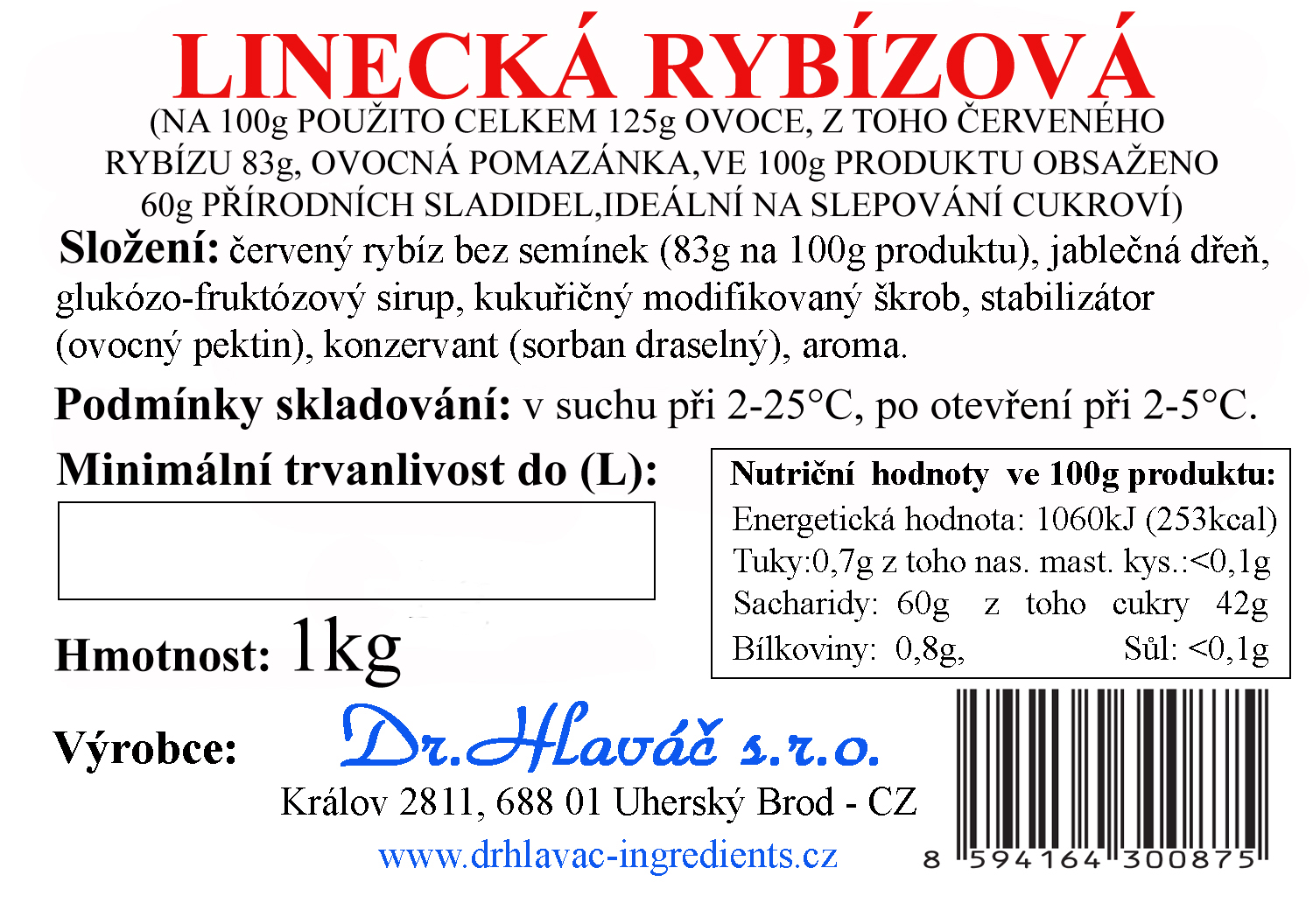 Dr.Hlaváč - Linecká RYBÍZOVÁ 1kg
